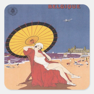 Adesivo Quadrado Vintage Ostende Belgique