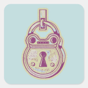 Adesivo Quadrado Vintage Padlock