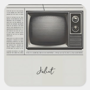 Adesivo Quadrado Vintage paga Chá de panela de jornal retrô antigo