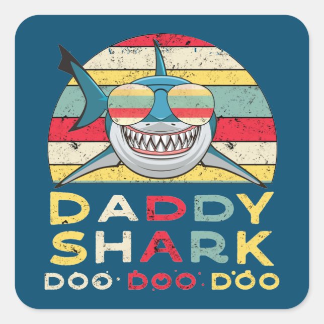 Adesivo Quadrado Vintage Pai Shark "Doo Doo Doo" (Frente)