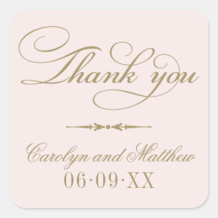 Adesivo Quadrado Vintage Pale e Monograma Antiquado Obrigado