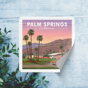 Adesivo Quadrado Vintage Palm Primavera California