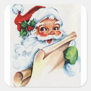 Adesivo Quadrado Vintage Papai Noel