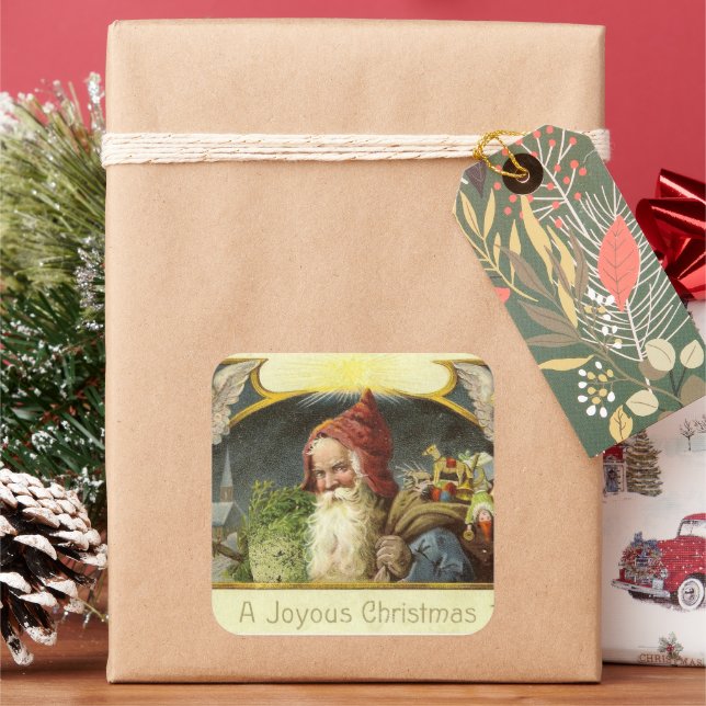 Adesivo Quadrado Vintage Papai noel Holiday Sticker (Feriado)