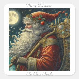 Adesivo Quadrado Vintage Papais noeis Lua Natal