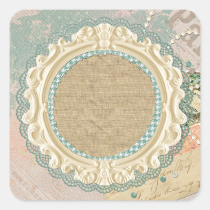 Adesivo Quadrado Vintage Paris Chique Frame Boutique Francês