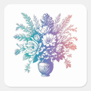 Adesivo Quadrado Vintage Pastel Colorful Floral Design