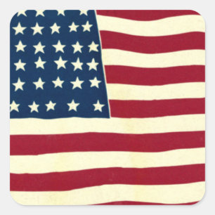 Adesivo Quadrado Vintage Patriotic American Flag, 4 de julho