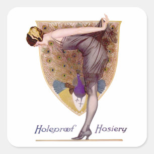 Adesivo Quadrado Vintage Peacock Woman Flapper