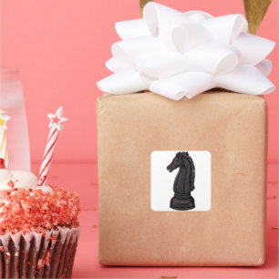 Adesivo Quadrado Vintage - peça preta de xadrez