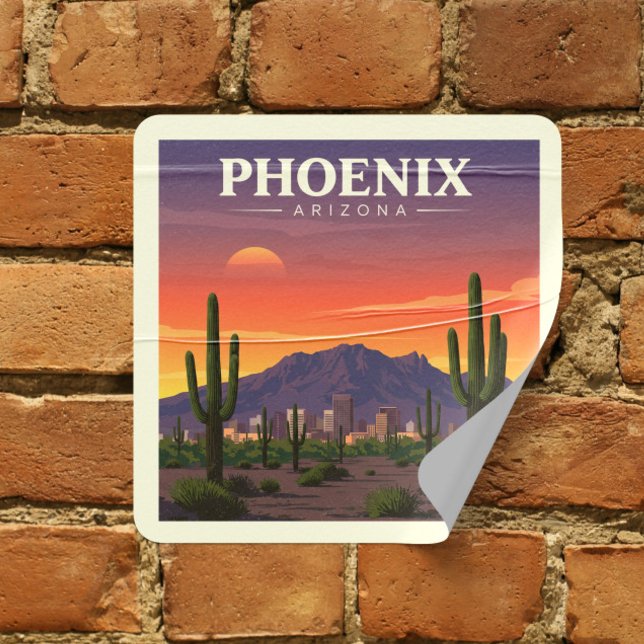 Adesivo Quadrado Vintage Phoenix Arizona (Criador carregado)