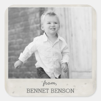 Adesivo Quadrado Vintage Photo Gift Tag Sticker