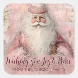 Adesivo Quadrado Vintage Pink Photo Christmas