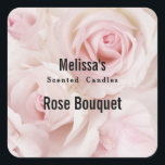 Adesivo Quadrado Vintage Pink Roses Elegante Buquê Candle Biz<br><div class="desc">Velas,  sabões ou adesivos para produtos de cozinha com uma fotografia de um buquê de rosas cor-de-rosa. Vintage elegance.</div>