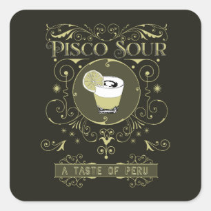 Adesivo Quadrado Vintage Pisco Sour