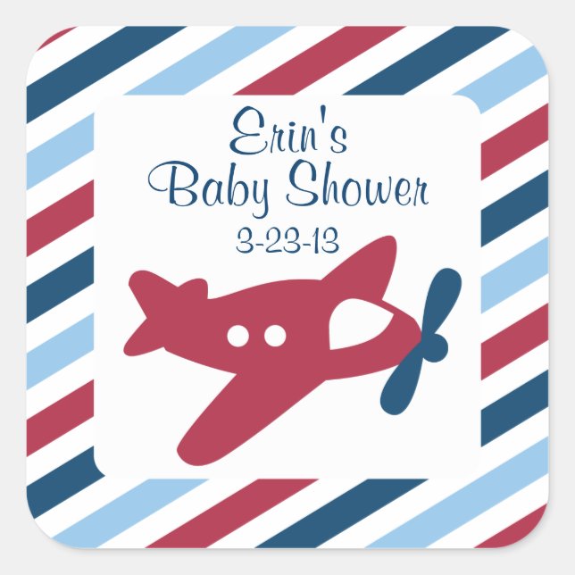 Adesivo Quadrado Vintage Plane Airmail (Frente)