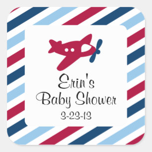 Adesivo Quadrado Vintage Plane Airmail