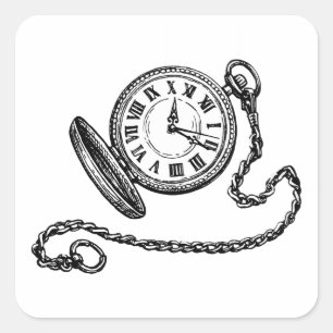 Adesivo Quadrado Vintage Pocket Watch