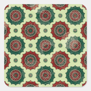 Adesivo Quadrado Vintage - Pontos do Círculo Geométrico Boho Mand