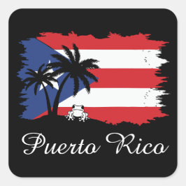 Adesivo Quadrado Vintage Porto Rico Flag Coqui Boricua