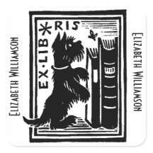 Vintage Puppy Dog Ex Libris Bookplate Monograma