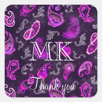 Adesivo Quadrado Vintage Purple Paisley