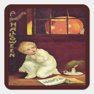 Adesivo Quadrado Vintage que excita o Dia das Bruxas