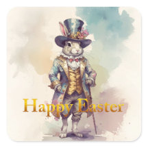 Vintage rabbit top hat Happy Easter
