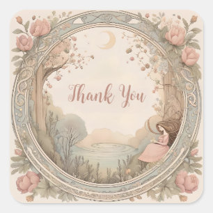 Adesivo Quadrado Vintage Rapunzel Fairytale