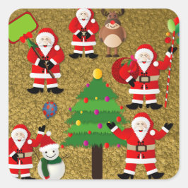 Adesivo Quadrado Vintage Red Dourado Natal