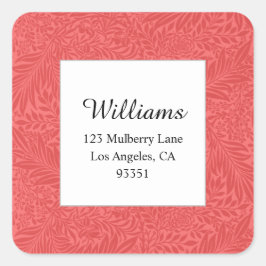 Adesivo Quadrado Vintage Red Floral Botanal Return Endereço