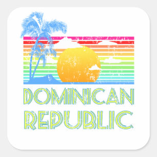 Adesivo Quadrado Vintage República Dominicana Tropical