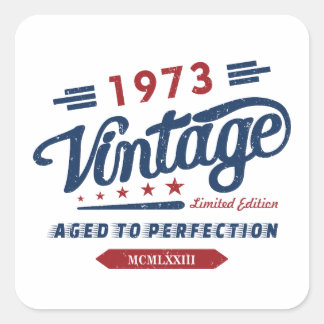 Adesivo Quadrado Vintage Retro 1973 Edição Limitada Presente de Ani