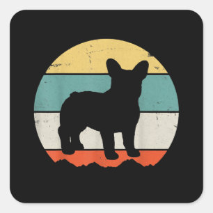Adesivo Quadrado Vintage Retro Bulldog Gift Para Cão Pai Mãe