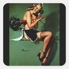 Adesivo Quadrado Vintage Retro French Maid Pinup Girl
