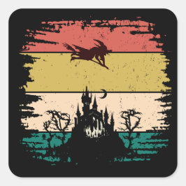 Adesivo Quadrado Vintage Retro Halloween