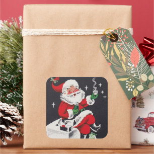 Adesivo Quadrado Vintage retro Papais noeis de Natal