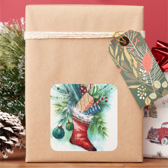 Adesivo Quadrado Vintage retro período natalício Vintage (Feriado)