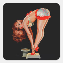 Adesivo Quadrado Vintage Retro Peter Driben Pinup Girl em escala