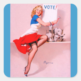 Adesivo Quadrado Vintage Retro Pin Up Girl