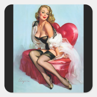 Adesivo Quadrado Vintage Retro Pinup Art Pin Up Girl