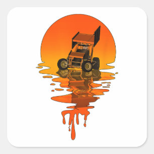 Adesivo Quadrado Vintage Retro Style Sprint Car