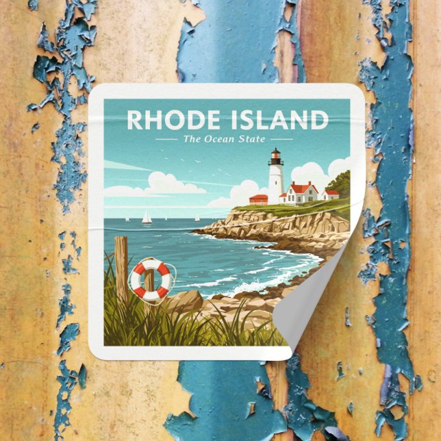 Adesivo Quadrado Vintage Rhode Island (Criador carregado)