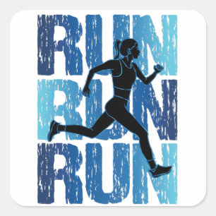 Adesivo Quadrado Vintage Runner Girl - Run Run Run