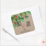 Adesivo Quadrado Vintage Rustic Peace and Joy Christmas Sticker<br><div class="desc">Pau de Natal da Paz e da Alegria.</div>