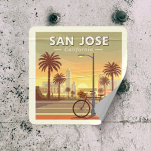 Adesivo Quadrado Vintage San Jose California