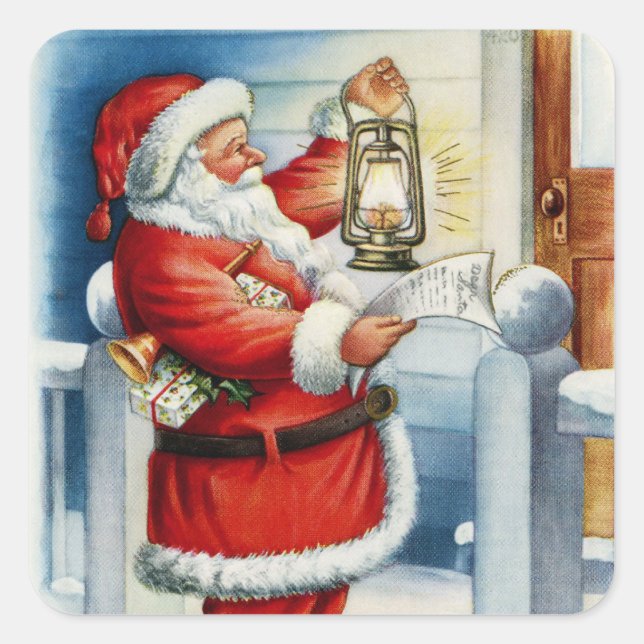 Adesivo Quadrado Vintage Santa Claus (Frente)