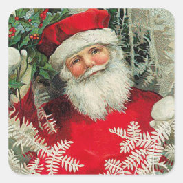 Adesivo Quadrado Vintage Santa Claus