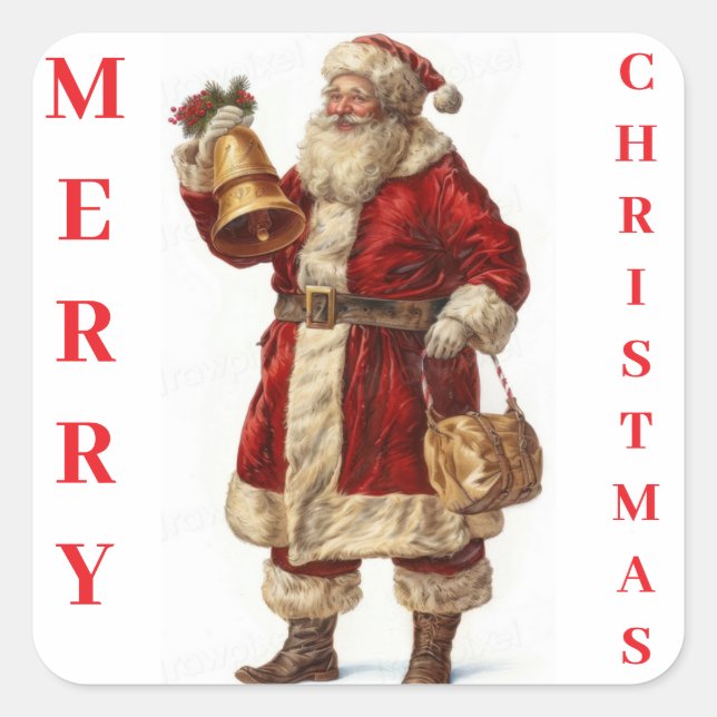 Adesivo Quadrado Vintage Santa Claus (Frente)