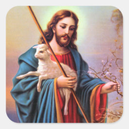 Adesivo Quadrado Vintage Savior Jesus O Pastor